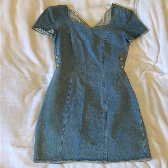 open back denim dress